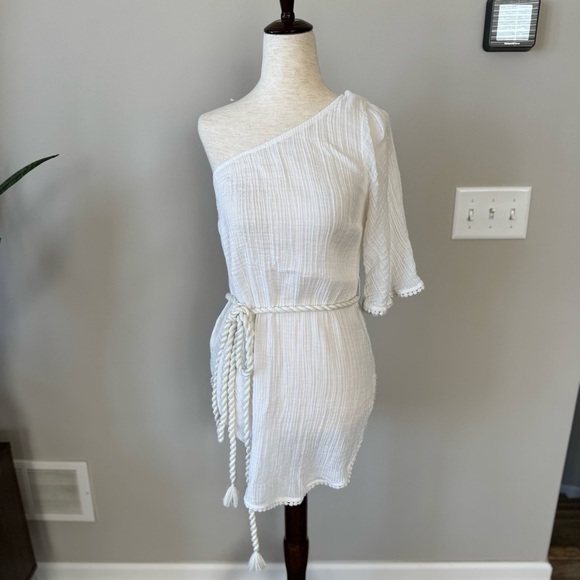 Abercrombie & Fitch One-Shoulder Tunic Coverup Braided Tassel Belt Size: S/M - Picture 6 of 10